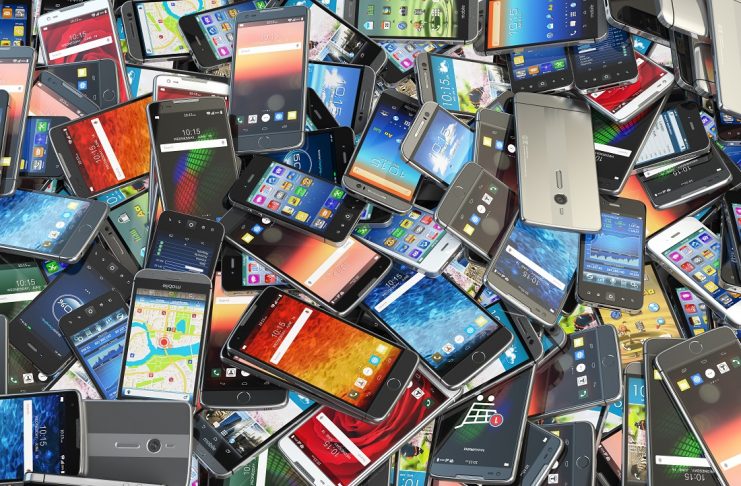 pile of smartphones