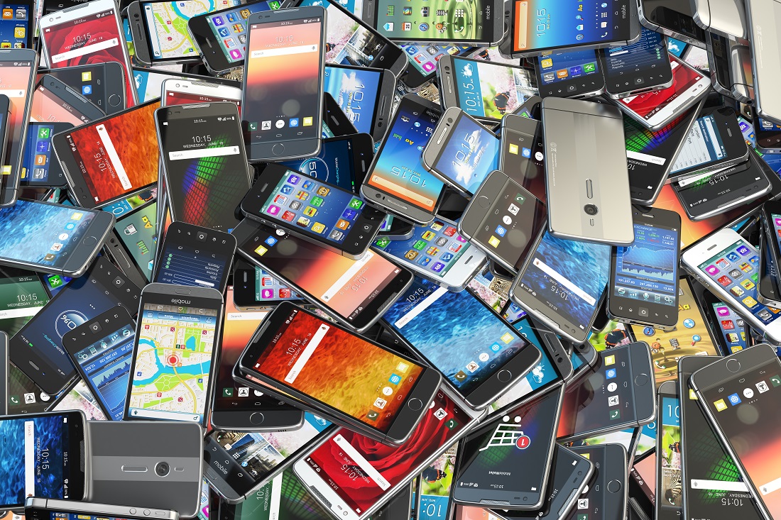 pile of smartphones