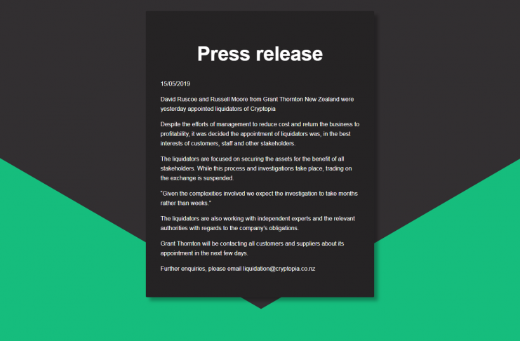 Cryptopia.co.nz liquidation