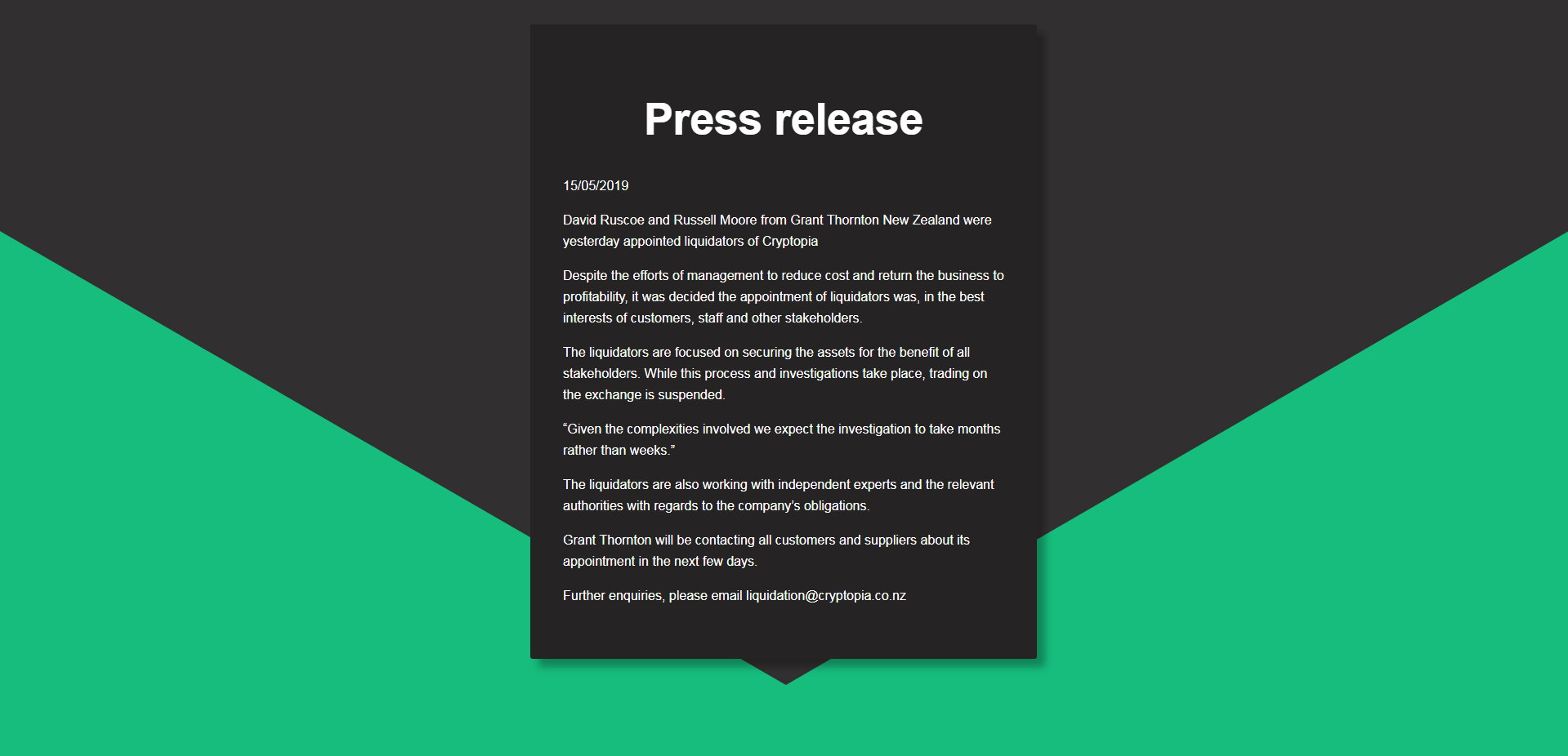 Cryptopia.co.nz liquidation