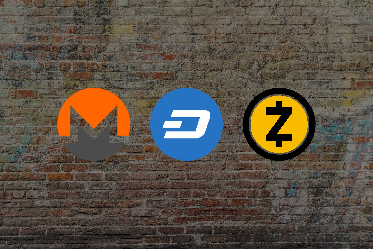 monero zcash dash logos