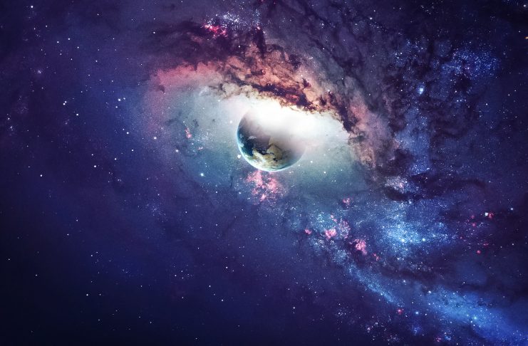 Universe scene with planets, stars and galaxies in outer space showing the beauty of space exploration. Elements furnished by NASA