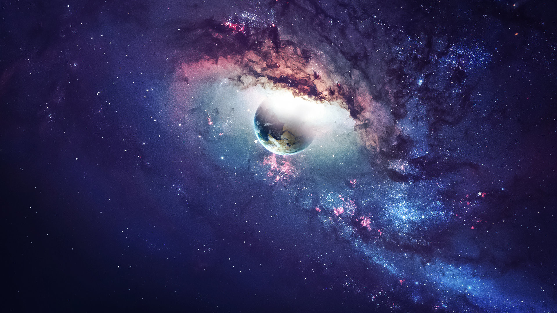 Universe scene with planets, stars and galaxies in outer space showing the beauty of space exploration. Elements furnished by NASA