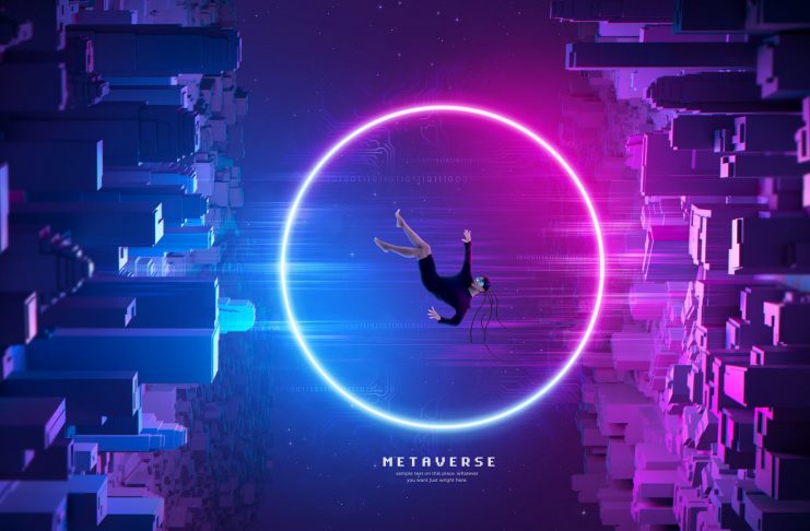 Asian woman in virtual space through metaverse
