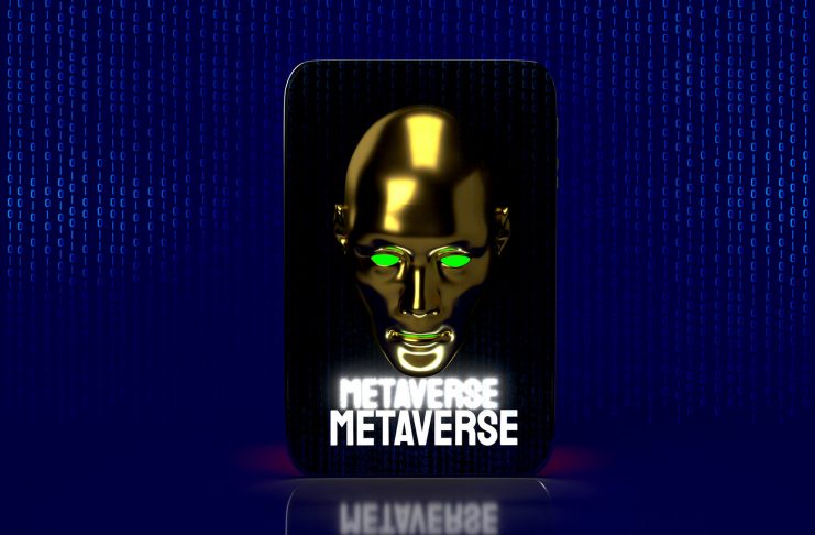 The human head and table for metaverse concept 3d rendering