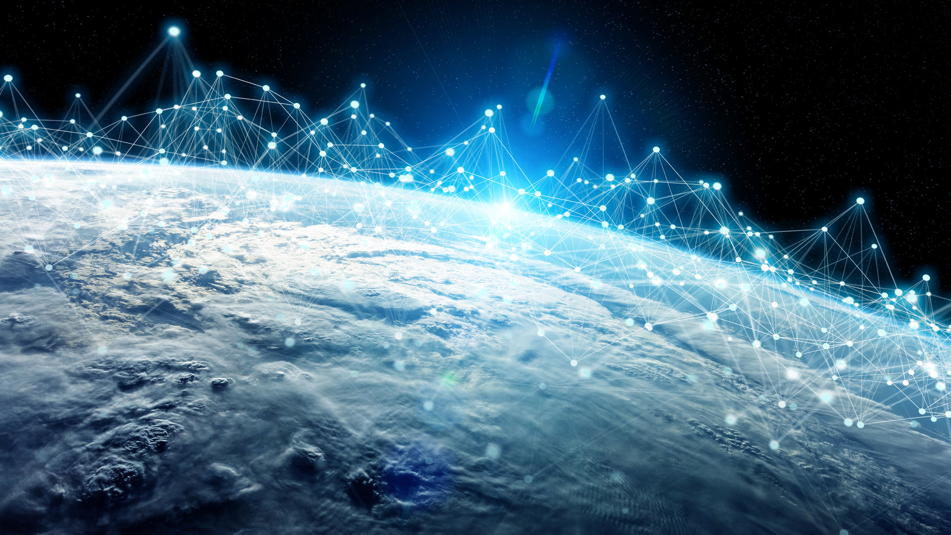 Global datas exchanges and futuristic connections system over the globe 3D rendering elements of this image furnished by NASA