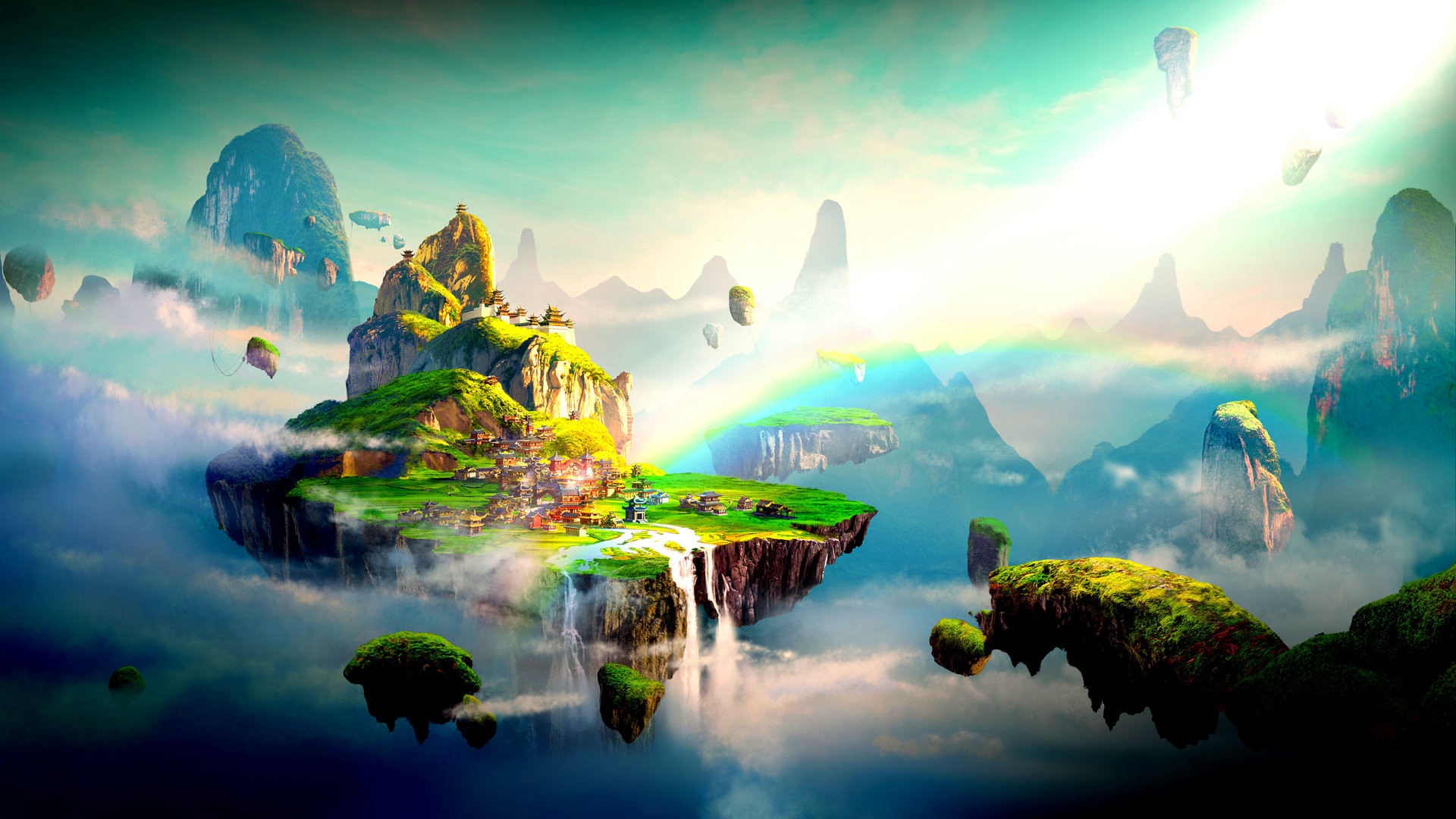 Chinese style fantasy scenes.