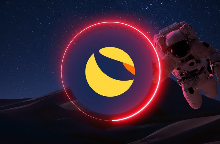 Terra LUNA Cryptocurrency. Bitcoin coin growth chart on the exchange, chart. High quality illustration