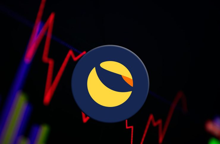 Terra LUNA Cryptocurrency. coin growth chart on the exchange, chart. High quality illustration