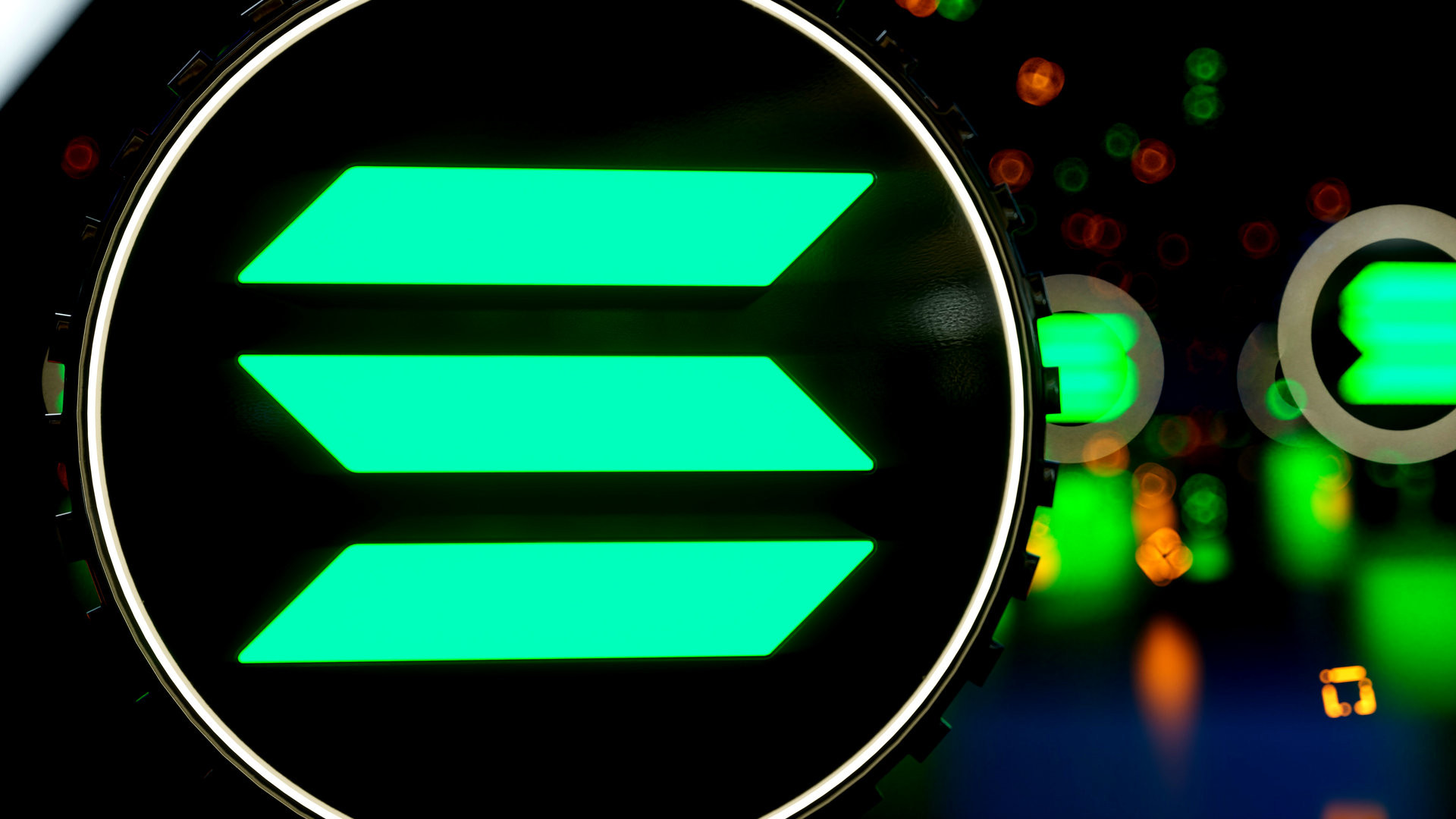 Solana cryptocurrency token symbol. Financial and business on blockchain technology. 3d render