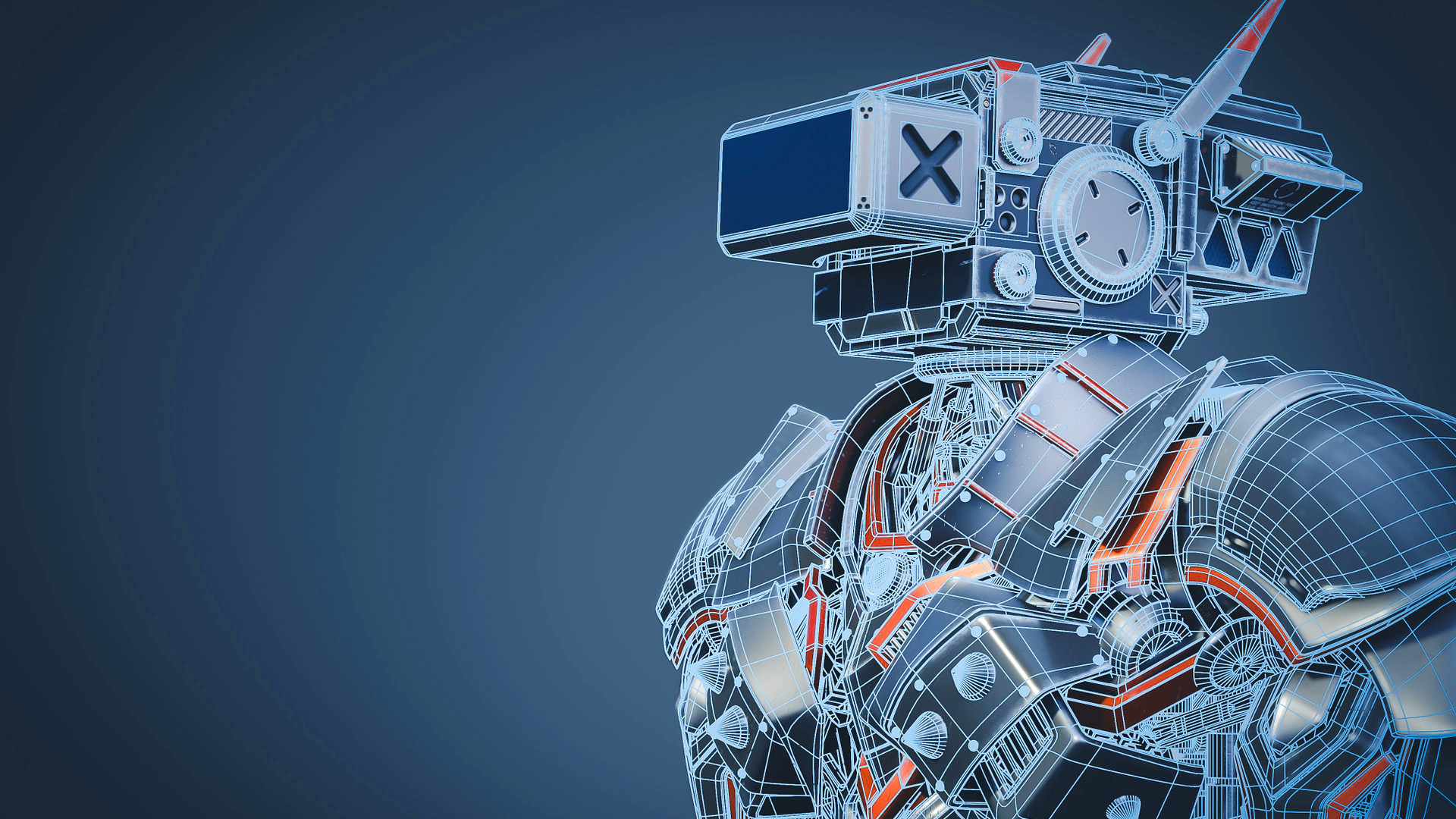 Future robot with metaverse digital cyber world technology.3d rendering