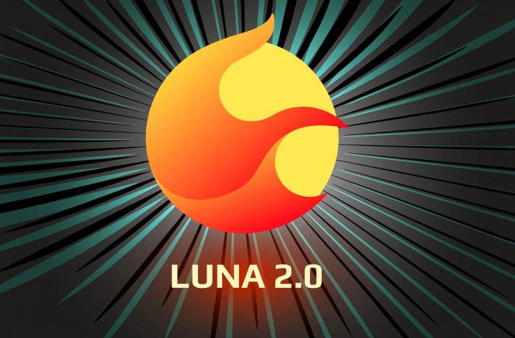 Resurrection Terra LUNA 2.0 token symbol of DeFi system shining in the rays of light. Cryptocurrency logo icon. Vector illustration.