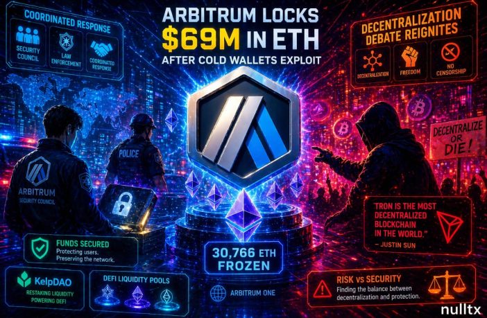 Arbitrum Locks $69M In ETH After Cold Wallets Exploit, Decentralization Debate Reignites Across Crypto Industry