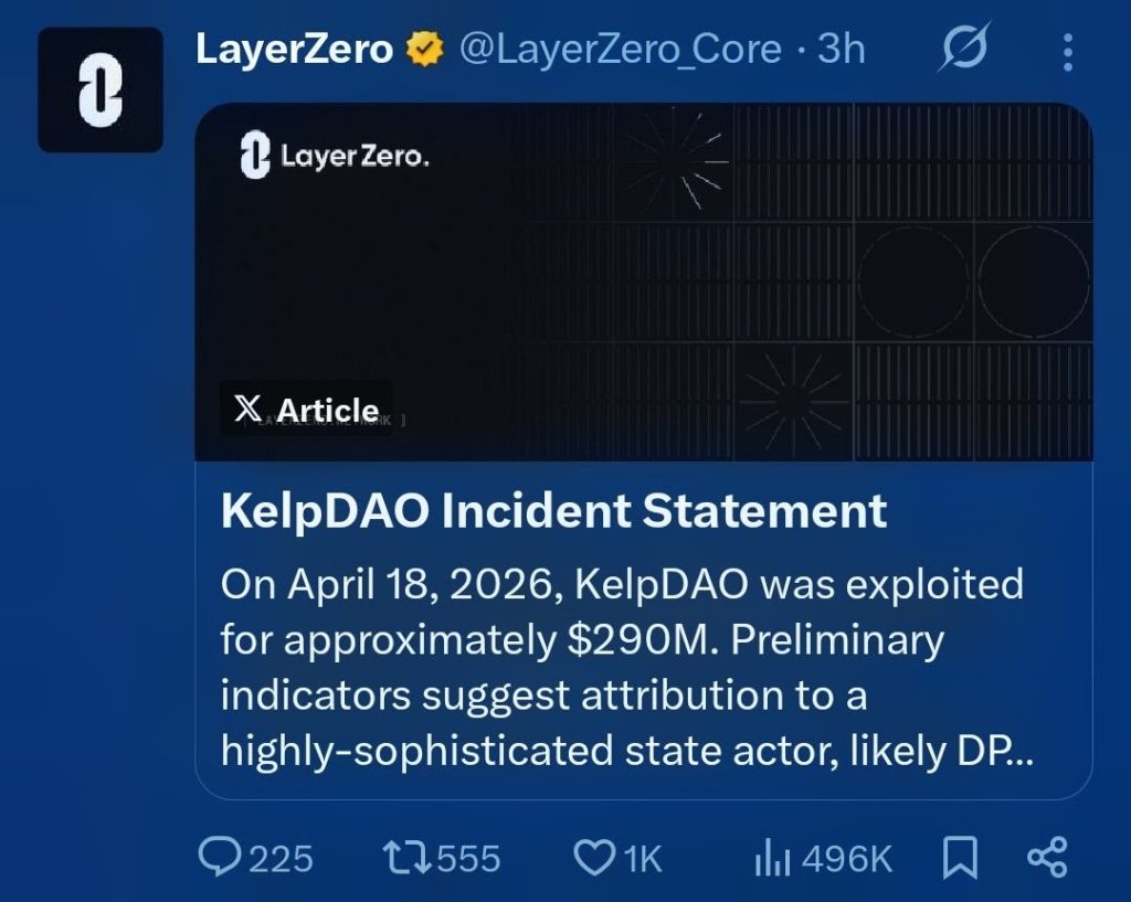 LayerZero Blames KelpDAO for $290 Million Hack, Citing Possible Links With DPRK’s Lazarus Group